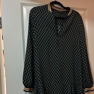 BCBGMaxAzria Black and Yellow Geometric Blouse